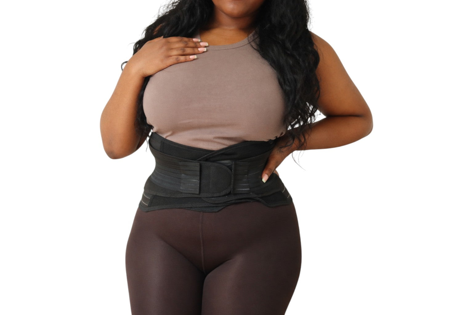 Norelys ceinture de soutien post-partum 3 en 1 noire, ajustable et respirante pour le ventre, la taille et le bassin.