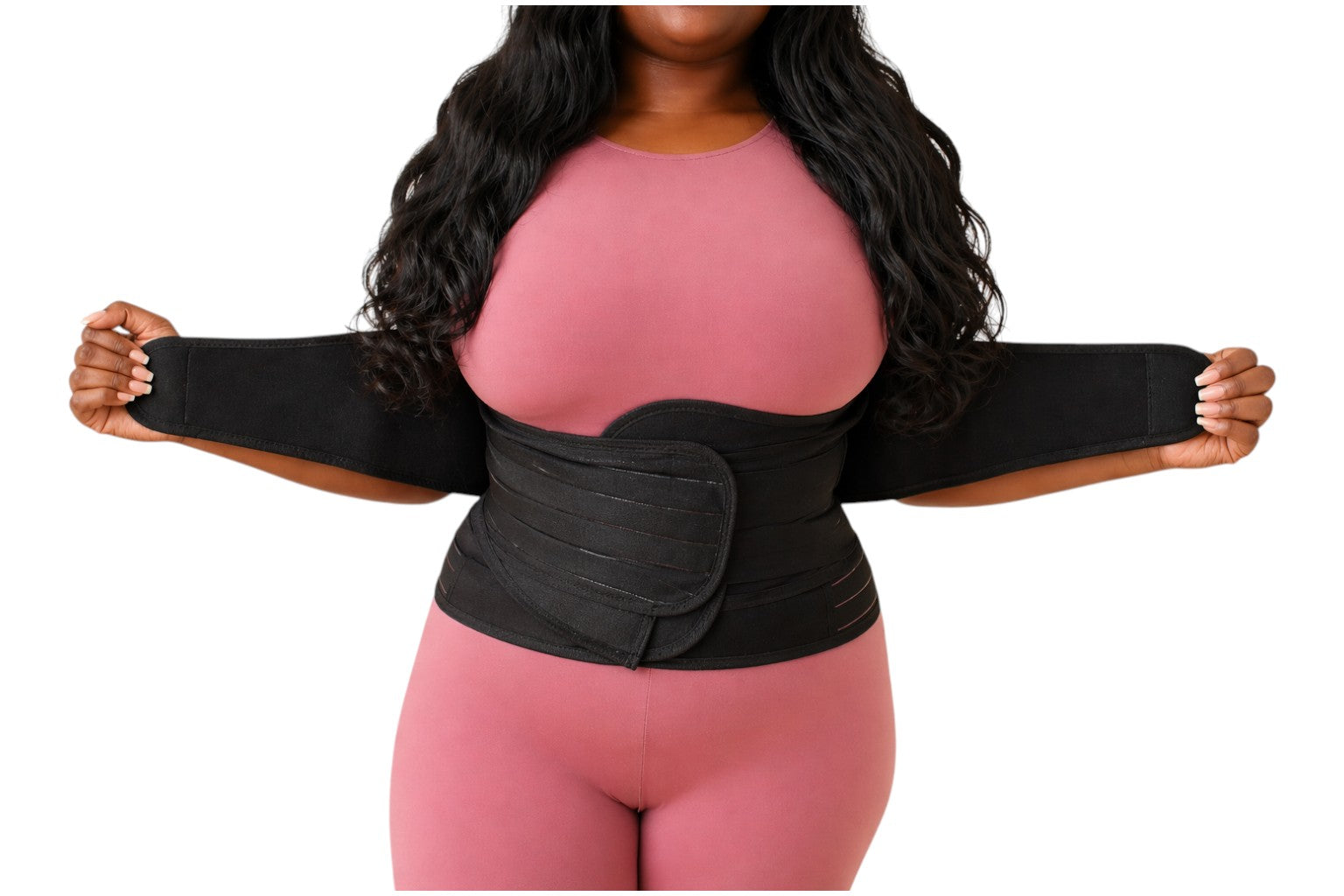 Ceinture de soutien post-partum 3 en 1 noire de Norelys, conçue pour le ventre, la taille et le bassin.